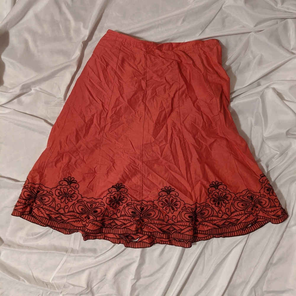 Orange/Pink Skirt with black lace design
